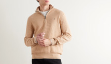Polo Ralph Lauren Mens Honeycomb Knit Half Zip Sweater in Brown Size LT
