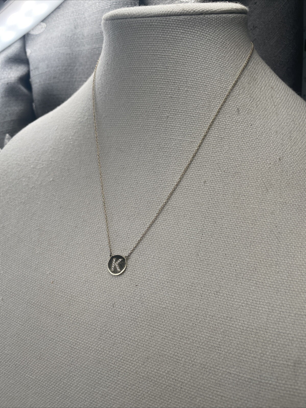 Gold Over Solid Sterling CZ Initial “K” Pendant N… - image 2