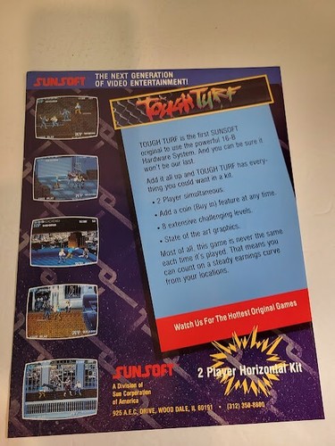 Flyer TOUGH TURF  Arcade Video Game advertisement original see pic