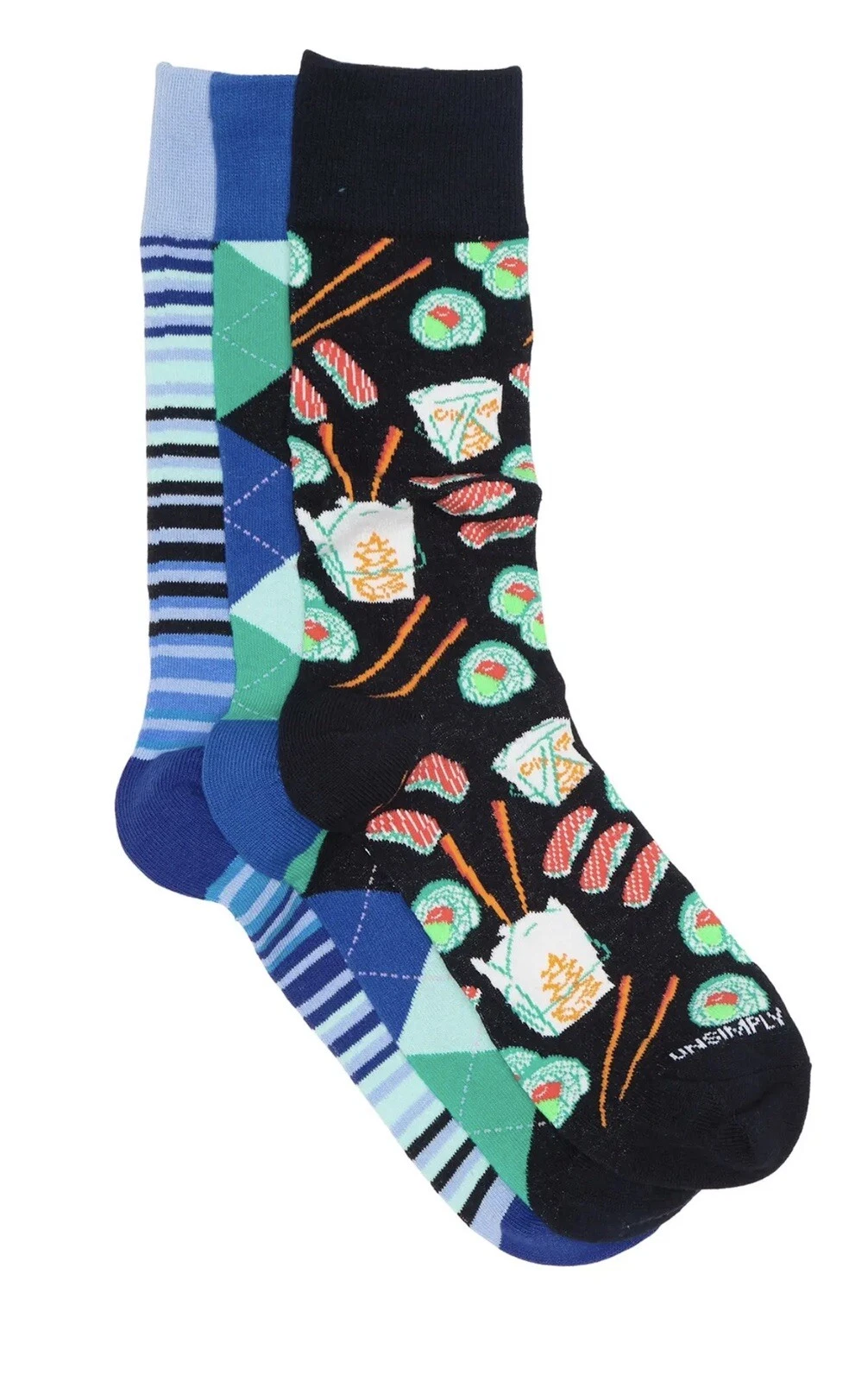 Unsimply Stitched Printed Crew Socks - Pack of 3 Men's NWT Multi Color