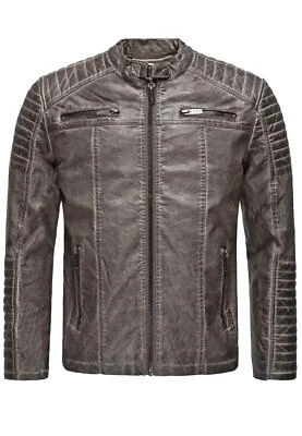 Redbridge Herren Jacke Kunst- Lederjacke Bikerjacke Biker Übergangsjacke M6037 - Bild 1 von 4