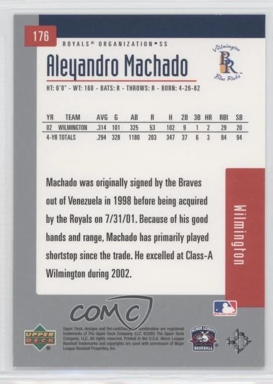 2002 Upper Deck Minor League Baseball Aleyandro Machado #176 - Image 2 of 2