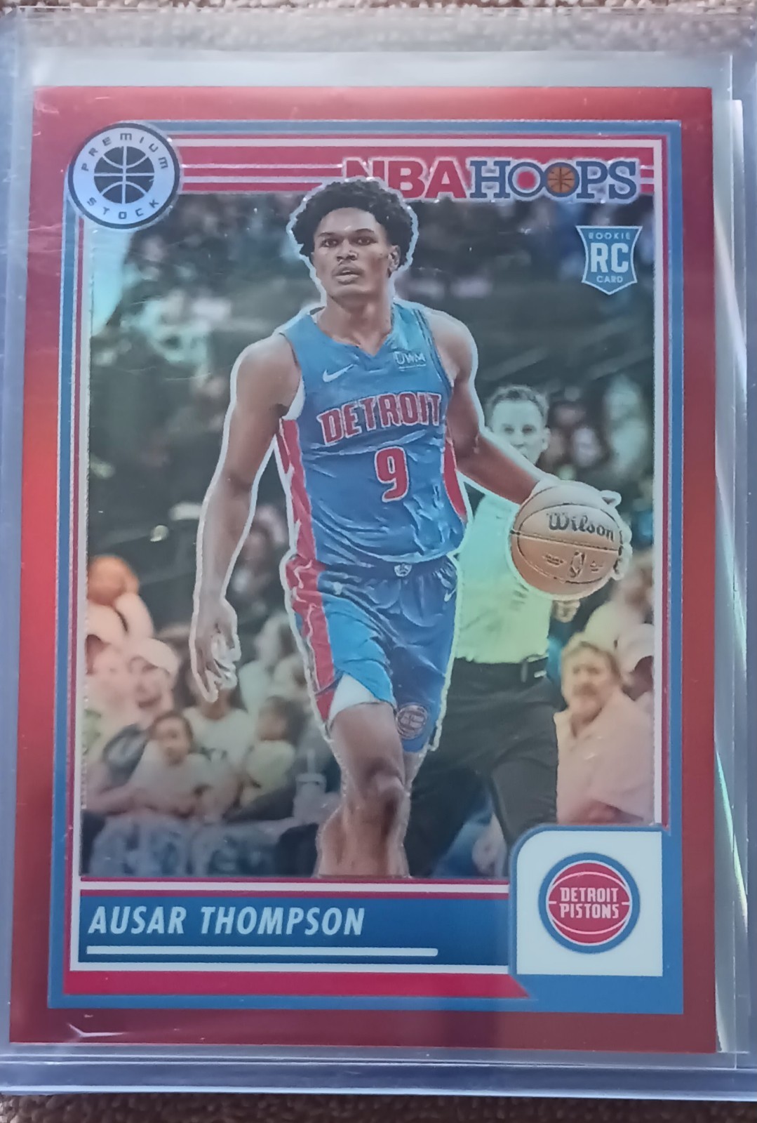 2023-24 NBA Hoops Premium Stock - Ausar Thompson #100 Red Prizm #128/275