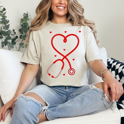Herz Stethoskop Liebe Damen ringgesponnen T-Shirt Krankenschwester medizinisches Geschenk für sie