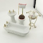 Vintage Miniature Dollhouse Bathroom Set Porcelain Tub Sink Toilet Washstand — photo 1