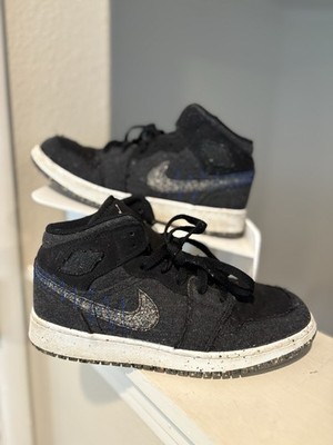 Nike Air Jordan 1 Mid SE GS Crater Black Racer Blue White DM4334 001 Sz 6.5Y