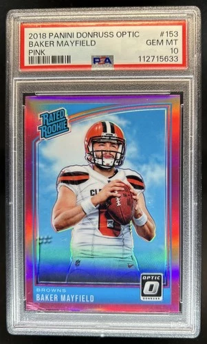 2018 Panini Donruss Optic Baker Mayfield Pink Prizm Rookie RC #153 Browns PSA 10