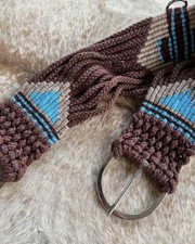 30” Size Wool Western String Girth Cinch Teal and Brown Aztec Design