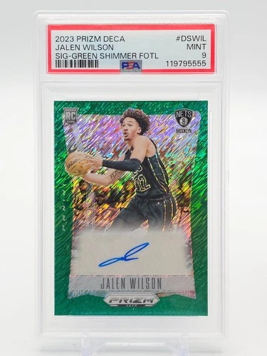 JALEN WILSON 2023-24 PRIZM DECA GREEN SHIMMER FOTL ROOKIE RC AUTO PSA 9 Q2697