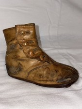 An Antique Leather Baby Child 4 Button Shoe Boot 19th Century 1800's