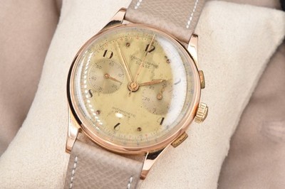 Vintage Chronographe Suisse 18K Rose Gold Jumbo 37mm Chronograph Landeron