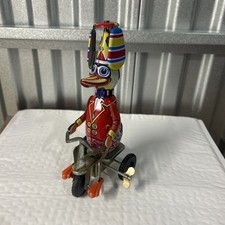 Schylling Wind Up Duck on a Trike Works Great Mint Condition Multi Colors Metal