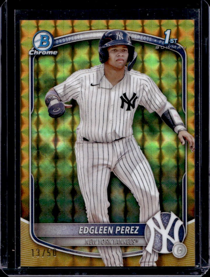 2025 Bowman Edgleen Perez Chrome Gold Geometric Refractor 1st Prospect #13/50