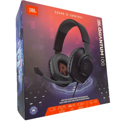 JBL Quantum 100 Wired Gaming Headset Headphones With Detachable Voice Microphone