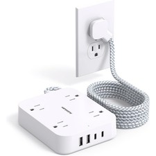 10 Ft Extension Cord Hanycony Ultra Thin Flat Power Strip 4 Outlets 4 Usb Ports