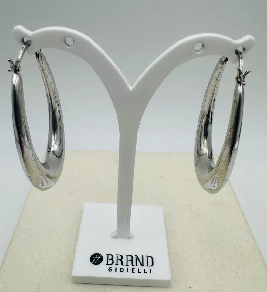 Orecchini A Campanelle In Argento 925 , Ovali Peso7,8gr - Immagine 4 di 4