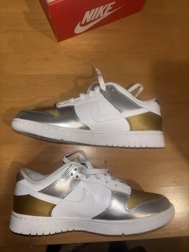 Nike Dunk Low Women's Size 8 Silver|White|Gold