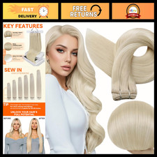 10 Inch Platinum Blonde Human Hair Weft Extensions - 50G Premium Quality