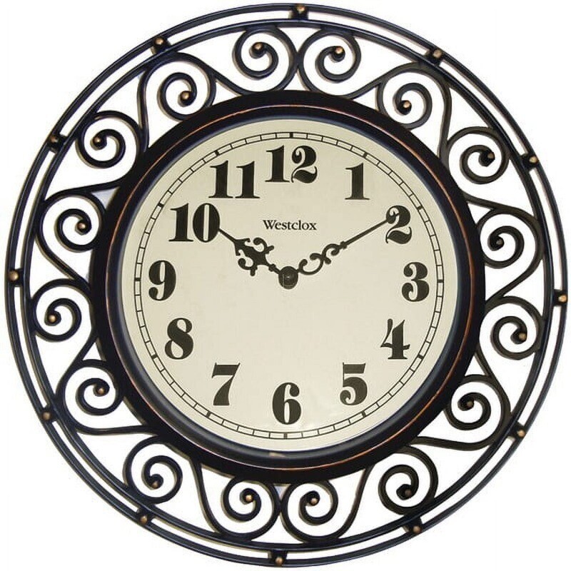 12" Round Analog Wall Clock Decorative Wrought Iron Style Quartz Accuracy Bronze