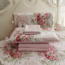 Fadfay Rose Floral 4 Piece Bed Sheet Set 100 Cotton Deep Pocket-Cal King