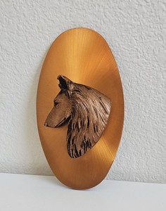 Vtg Thin Layered Copper Collie Dog Bust Wall Art