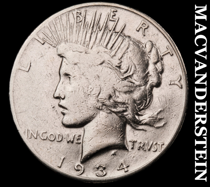 1934-S Silver Peace Dollar - Scarce  Semi-key  Better Date  No Reserve  #M445