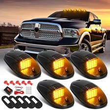 5 PCS Smoked Cab Marker Lights 12 LED Amber Roof Top Clearance Lights Running