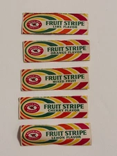 Vintage Beech-Nut Fruit Stripe Gum Paper Wrapper, Lot of 5, different flavors
