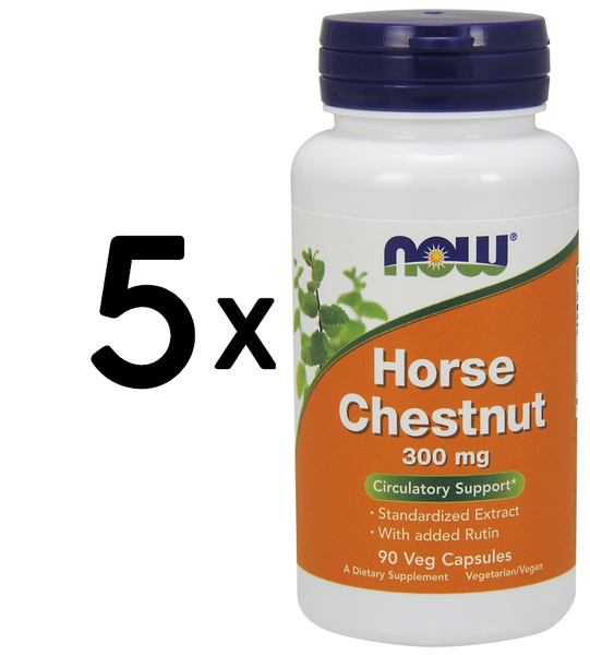5 X Now Foods Horse Chestnut, 300Mg - 90 Veg Capsules (188,78 Eur/Kg)-image