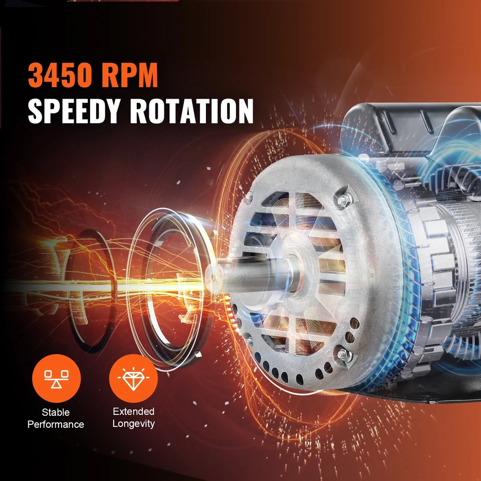 Uimoso 5HP Air Compressor Electric Motor 230V 3450RPM 56Hz Frame CW/CCW Rotation - Image 3 of 4