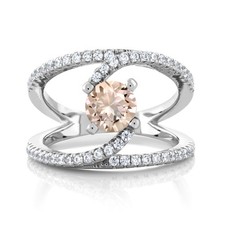 1.18 Ct Round Peach Morganite 925 Sterling Silver Swirl Ring