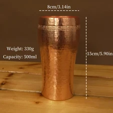 Pure Copper Coffee Cup Handcraft Engraving Hammer Texture Milk Tumbler Beer Mug