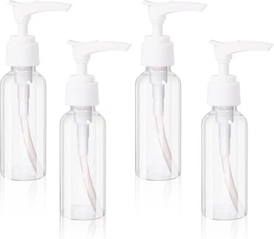 SLIVERDEW 4 Stück 50ml Pumpspender Transparente Airless Pumpflasche Reise Spenderflasche