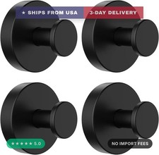 Suction Cup Hooks for Shower 4 Packs Matte Black Towel Hooks for Bathrooms Wall