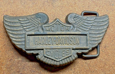 Vintage brass HARLEY DAVIDSON CYCLES Motorcycle WING LOGO Belt Buckle 4.5"  2"