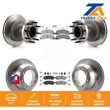 Front Rear Semi-Metallic Pad Disc Brake Rotors Hub Kit For Ford F-350 Super Duty