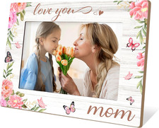 Mothers Day Picture Frame, Love Mom Picture Frame Gifts, Wood 5X7 Mom Me Photo