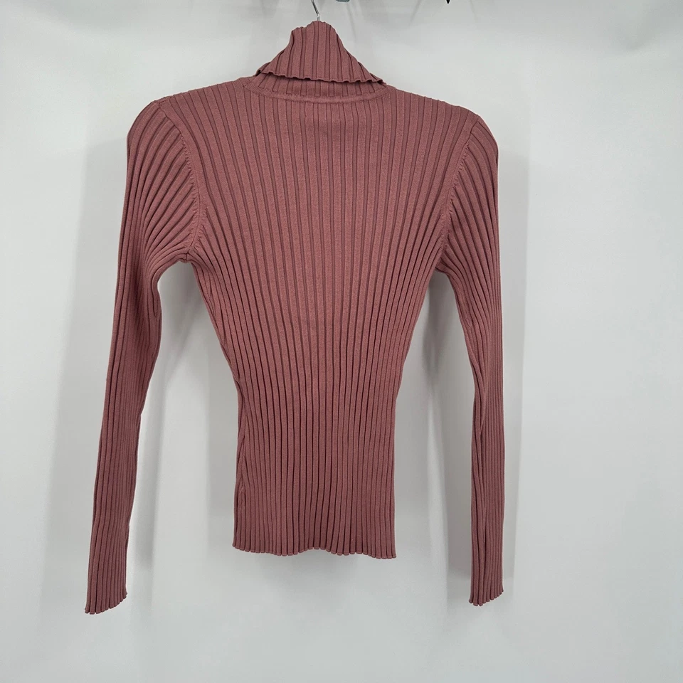 Top de mujer Y2K acanalado cuello alto talla M malva mezcla de seda coqueta minimalista Foto 2 de 4