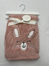 Tahari Dark Pink Bunny Baby Blanket Plush Soft Security Shower Gift Easter NEW