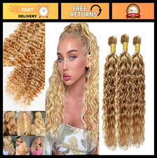 24-28 Inch Honey Blonde Curly Wave Human Hair Bundles - Unprocessed Brazilian Ha
