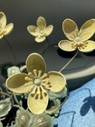 Tole Enamel Yellow Garden Flowers Sculpture Exposed Roots Woven Basket Bronze — photo 10
