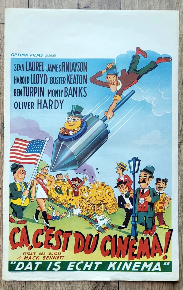belgian poster THE SLAPPIEST DAYS OF OUR LIVES, LAUREL, HARDY, LLOYD fusée train - Photo 1/1