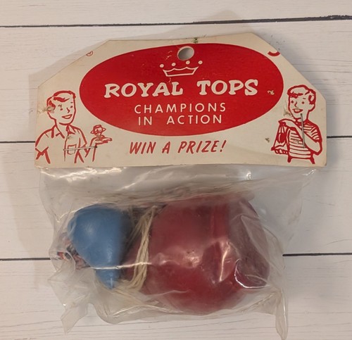 Royal Tops Wooden RED Spinning Top - Chico Toys - SEALED Vintage Wood Spin Toy