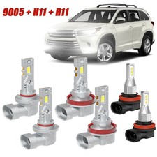 Combo LED Headlight High/Low Kit Fog Light 6000K For Toyota Highlander 2014-2019