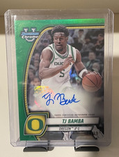 2024-25 Bowman University Chrome - TJ Bamba #74 Green Refractor Auto /99 Oregon