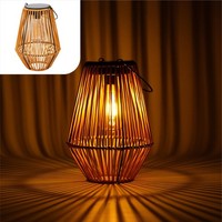 Solarlampe Garten Wetterfest Rattan Optik LED Licht Balkon Terrasse Deko Outdoor
