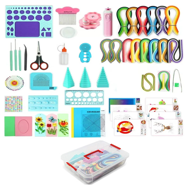 Quilling Set 1740 Papierstreifen 3 5 10 Mm Mit Elektrischem Stift Crimper Kamm-image