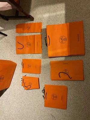 Hermes Authentic Large Shopping Gift Luxury Bag 16.5" x 18.5" Orange