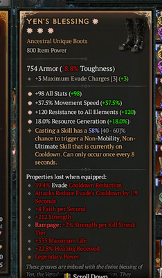 #ad ⭐⭐⭐⭐DIABLO 4❄️SEASON 12🔥YENS BLESSING 🔥4GA HIGH 5X% ASPECT $49.99