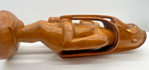 South Pacific Oceanic Hand Carved Solid Wood Vintage Statue Cowrie Shell Eyes - Picture 20 of 24